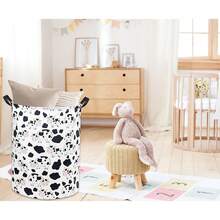 1PC Cute Cow Pattern Foldable Laundry Basket, Cartoon Farm Animal Foldable Storage Basket With Handles, Suitable For Clothes - Multicolor - View 4
