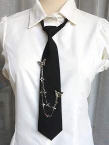 1pc School Uniform Style Neckline Brooch With Moon And Star Pendant, Suitable For Streetwear, Daily, Dark Academia And Cosplay - Multicolor - View 11