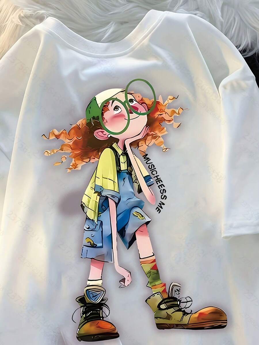 Top de manga corta con logotipo de patrón pequeño, estilo creativo y de moda, 100% aventura puro - Blanco - Ver 1