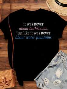 Nunca se trajo de los baños, tal como nunca se trajo de las fuentes de agua. Camiseta para mujer, informal, con estampado gráfico, estilo urbano unisex, camiseta de moda, 220g - Estilo urbano vintage, camiseta unisex de algodón suelto de manga corta y cuello redondo, 100% algodón. - Negro - Ver 4