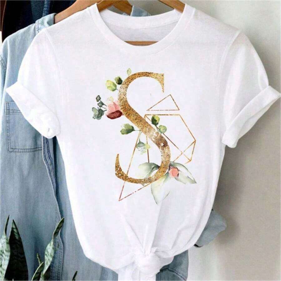 COOL SUMMER Cute Short Sleeve Cotton T-Shirt With  And  Print, Anime Style, Cartoon Fashion For Women And Girls, Kawaii Top | Exquisite Design | Loose And Comfortable | Easy To Match | - 白色 13 - 查看 1