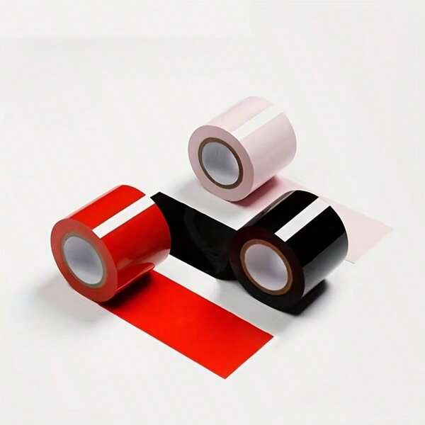 3Roll Black/Pink/Red Static Cling Tape, No Residue, Reusable, For Car Detailing, Wire Organizing, Home & Office Use