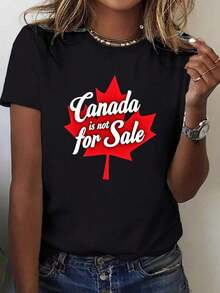 Camiseta Minimalista para Mujer Canadiense - 100% Blanco Puro con Diseño de Hoja de Arce y Jarabe de Arce, con los Colores de la Bandera Canadiense (Hoja de Arce Roja, Lema) - Camiseta Casual de Cuello Redondo y Manga Corta para Verano, Prenda Esencial de Orgullo Canadiense, Transpirable y Cómoda. - Blanco - Ver 7