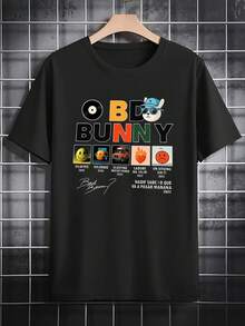 Camiseta Negra con Logo de Bd Bunny y Diseño de para Uso Casual - Negro - Ver 6