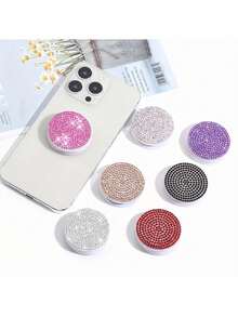 Fully Rhinestone Studded Phone Grip Stand, Sparkling Bling Anti-Slip Handle, Slouchy Desk Mount For Live Streaming & Selfie, Fits All Phone Models, Thoughtful Gift For Girlfriend - Multicolor - View 3