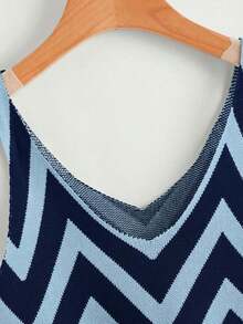 Blusa de punto de colores patchwork casual para mujer, versátil para uso diario - Multicolor - Ver 4