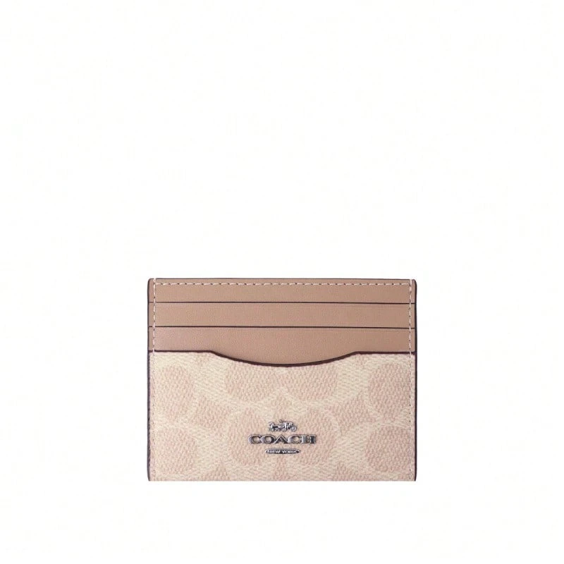Ví đựng thẻ có logo Coach dành cho nữ CZ286SVPWH - Màu vàng cát/nâu xám CZ286SVPWH - Xem 1