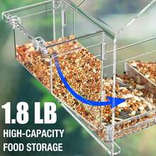 Upgraded Window Bird Feeder With Dual Side Hoppers, High Capacity Outdoor Birdfeeder With Strong Suction Cups & Adhesive Mount, Clear View For Indoor Cats & Elderly, Perfect Nature Gift For Pet & Bird Lovers - 13.39*4.09*8.07in - View 4