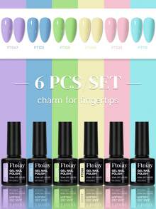 6-Color Nail Gel Polish Set, Multiple New Style Combinations, Long-Lasting Removable Soak-Off UV/LED Gel, Semi-Permanent Effect, Versatile Color Palette Full Set, Professional Nail Tools, Best Partner For Manicure - 01 - View 13
