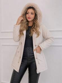 Women's Lined Parka Coat 2026 - Beige - View 2