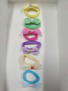 6 piezas Diadema con lazo y flor de unicolor estilo dulce - Cinta para cola de caballo y accesorios, accesorio de cabello lindo para todo el año, adecuado para moños, bodas, citas, vacaciones, uso diario, accesorio de cabello elegante - Multicolor - Ver 8
