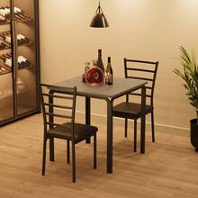3-Piece Kitchen Table Chair Set, Indoor Modern Dinette Set for 2, Square Dinner Table Set with 2 Upholstered Chairs for Dinette, Breakfast Small Space - grau - Übersicht 11