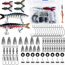 108件鱒魚/梭魚/鱸魚多種餌釣魚組，多層專業釣具盒，適用於所有水層，淡水與鹹水 - 組合一 - 查看 1
