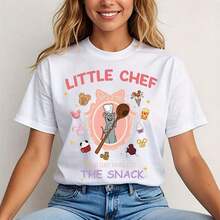 Camiseta de Little Chef, camiseta de Ratatouille para cualquiera que pueda cocinar, sudadera con capucha de Snacking Around The Wod, solo estoy aquí por los bocadillosCamiseta de cuello redondo 100 % algodón de 220 g para mujer. Adecuada para todas las personas, ya sean mujeres o hombres. Tejido duradero de alta calidad apto para todas las estaciones, suave al tacto pero diseñado para durar. Tops transpirables. Conjuntos de otoño para mujer. Conjuntos de vacaciones para mujer. Disfraz de Año Nuevo para mujer.Pure-Cotton - Blanco - Ver 7