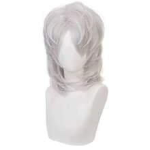 Anime wig Cosplay Wigs for Silver short hair for Men Women for Halloweencarnival Costume Party with Cap - Blanco - Ver 2