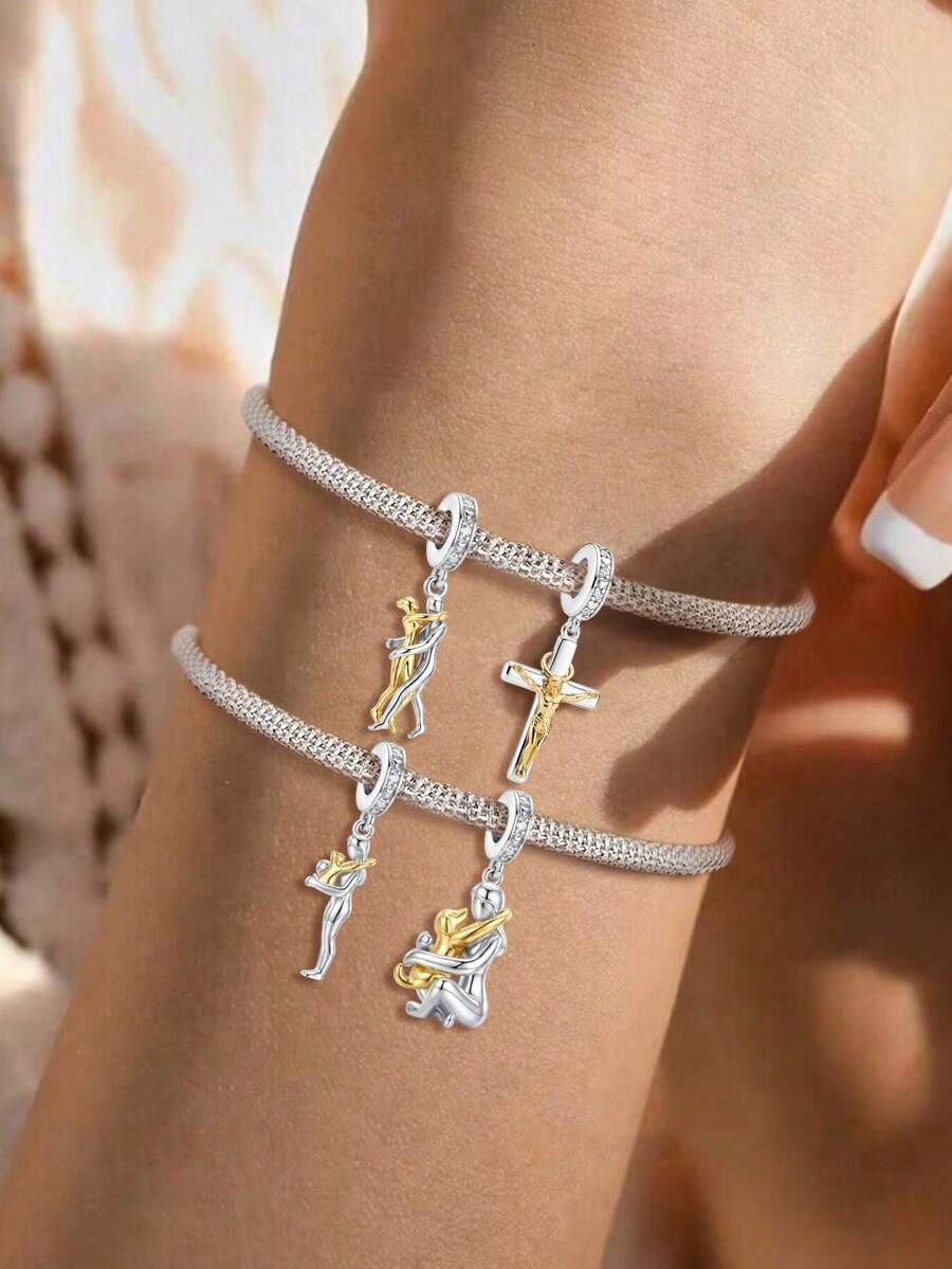 1pc Dog Hugging Pendant For DIY Bracelet, Necklace And Other Jewelry Making, Perfect Gift For Women And Girls - Beads - View 1