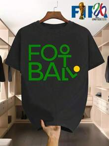 Camiseta de Hombre con Temática de la Copa Mundial - Oficial y de Fútbol, Ajuste Transpirable, Cuello Redondo, Top Deportivo Casual, Adecuada para Entrenamientos, Regalos, Souvenirs, Lavable a Máquina para Fiestas y Ropa Casual - Negro - Ver 6