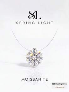 1 chiếc mặt dây chuyền hình giọt nước nàng tiên cá bằng bạc sterling 925 trong suốt 2g, đính đá Moissanite, kiểu dáng cổ điển thanh lịch, quà tặng Giáng sinh sang trọng tinh tế dành cho phụ nữ. - Dây chuyền kim cương tròn vô hình - Xem 2