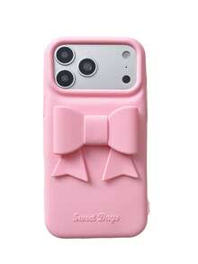 1件純色蝴蝶結矽膠防震手機殼，適用於 iPhone 13/13 Pro/13 Pro Max/14/14 Pro/14 Pro Max/15/15 Pro/15 Pro Max/16/16 Pro/16 Pro Max/17/17 Pro/17 Pro Max - 彩色 - 查看 5