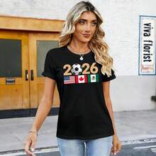 Camiseta de Fútbol para Mujer 2026, Camisetas para el Día del Partido de Fútbol de Norteamérica, Camiseta con Gráficos de Fútbol, Camisetas Deportivas para Fanáticos - Estilo - Ver 2