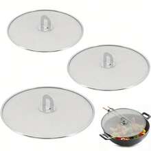 Protector Antisalpicaduras para Sartenes de Cocina, 1/3 Piezas, Protector Antisalpicaduras de Acero Inoxidable con Tapa Plegable 3JZO - 29 cm - Ver 1
