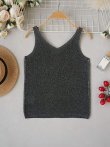 2026 Sommer Neu Elegante strukturierte gerippte Damenweste mit gekreuztem V-Ausschnitt, ärmellos figurbetontes Casual Strickpullover Top, vielseitig für Urlaub in Schwarz - Schwarz - Übersicht 7