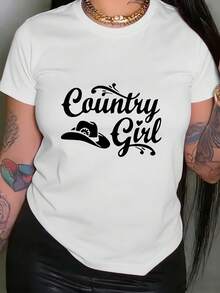 Camiseta de Mujer con Estampado de Estilo Campestre, Manga Corta, Cuello Redondo, Top Casual, Adecuada para Verano y Primavera, Ropa de Mujer - Blanco - Ver 7