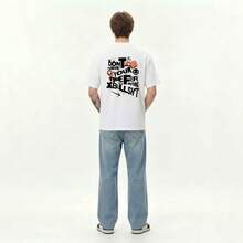 Boy Camiseta De Manga Corta Estilo Americano De Alta Resistencia, 280G, 100% AlgodóN, Con Estampado De Letras, Para Parejas, De Estilo Casual Y VersáTil Para El Verano. - Blanco - Ver 4