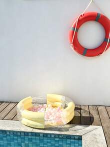 Multi-Color Sequin Inflatable Swim Ring, Adult Summer Beach Water Hammock Floating Mat, Includes Ocean Balls - 彩色 - 查看 6