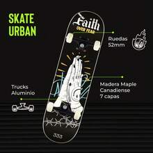 Complete Maple 7-Layer Pray 333 Urban Skateboard + Stickers - Black - View 4