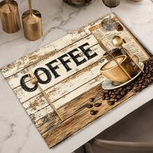 1 pieza Mantel individual de lino con estampado de café, tapete para desayuno, posavasos de café, base para tazón, accesorio de cocina, fácil de limpiar, apto para hogar, restaurante, decoración de comedor, regalo festivo, regalo para amigos, juego de múltiples piezas - Multicolor - Ver 5