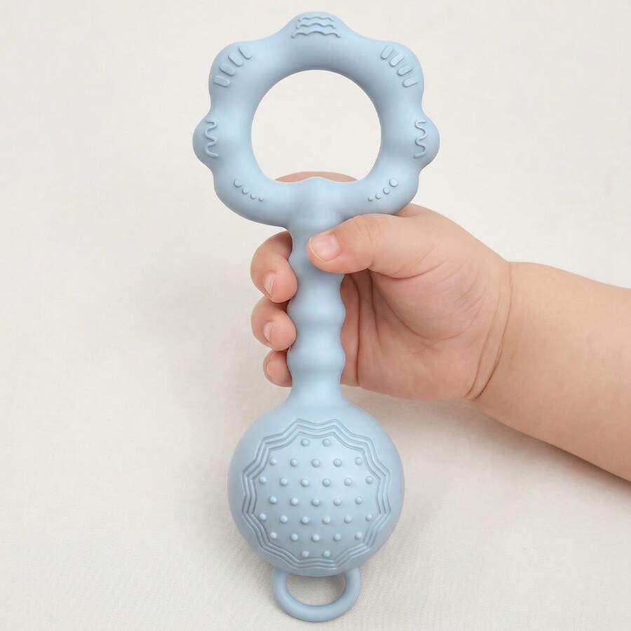 1 pieza Juguete sonajero de silicona, juguete educativo para bebés, material de silicona, sonajero de silicona, sonajero educativo adecuado para niños y niñas