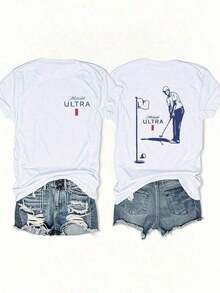 Camisetas de mujer, nuevas camisetas casuales versátiles para mujer, tops de primavera y verano, camisetas con estampado gráfico para golf, cuello redondo, ajuste cómodo, camisetas gráficas, adecuadas para todas las estaciones, ropa de uso diario, ropa escolar, tops de moda urbana, regalos de agradecimiento para maestras, camisetas para mujer 2026, blusas casuales para dama. - Blanco - Ver 5