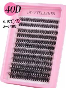 280pcs/14rows 5D Fluffy DIY False Eyelashes, 30D/40D/50D Natural Thick Eyelash Clusters, D/DD/CC Curl 8-16mm Mixed Eyelash Set, Home Eyelash Extension, Mother's Day Gift - D - View 11