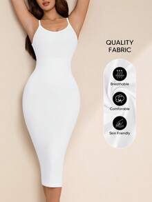 Suprenx Đầm định hình không đường may dành cho nữ, đầm ôm sát nâng eo và bụng, đồ định hình nén thoải mái. - trắng - Xem 4