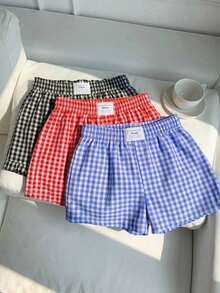 3 piezas Pantalones cortos de mujer de unicolor y estampados - Multicolor 18 - Ver 3