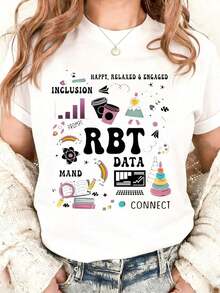 Camiseta de Algodón Vintage Rbt Terapia del Comportamiento Incluye Conexión, Juego Manual, Aprendizaje y Crecimiento para Uso Diario - Blanco - Ver 3