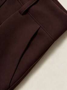 Pantalones Con Pierna Ancha Y Pliegues En Color Sólido Con Bolsillos Diagonales - Morado - Ver 4