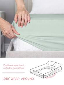 HONEYMOON 1pc Solid Color Soft Bed Sheet, 100% Polyester Fabric, Lightweight Cloud-Like Touch Bedding Mattress Cover, Fits 9-12 Inch Deep Mattress, Soft Breathable Machine Washable, Shrink-Resistant, Fade-Resistant, All-Season Use, Various Sizes Suitable For Home And Dorm, Back To School Dorm Essential, OEKO-TEX Certified, Light Green - Light Green - View 5