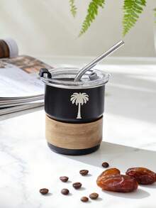 300ml Stainless Steel Coffee Cup, Palm Tree Pattern Coffee Mug, Iced Americano Cup, Outdoor Camping Water Bottle, Tea Cup, Suitable For Personal Use And Gift Giving - Multicolor - View 11
