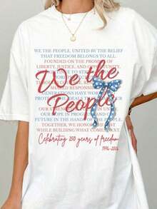® Camiseta We People, Celebración del 250º Aniversario, Camiseta del Día de la Independencia, EE. UU., 1776 - Estilo Urbano Vintage, Unisex, de Algodón, Manga Corta, Cuello Redondo, Camisetas para mujer. blusas.blusas casuales para dama. - Blanco - Ver 7