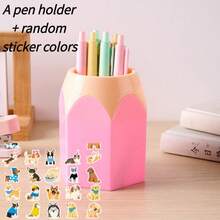 Bộ 2 món, hộp đựng bút + sticker, hộp đựng đồ dùng văn phòng phẩm bằng nhựa hình tròn sáng tạo dành cho học sinh, dung tích lớn, sang trọng nhẹ, cảm giác cao cấp. - Nhiều màu - Xem 14
