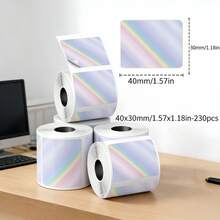 4 cuộn giấy nhãn laser hologram màu bạc - 40x30mm, tương thích với máy in nhãn Phomemo M110/M120/M200/M221/P50, nhãn mã vạch | Thiết kế hologram | Nhãn tự dính - Xem 1