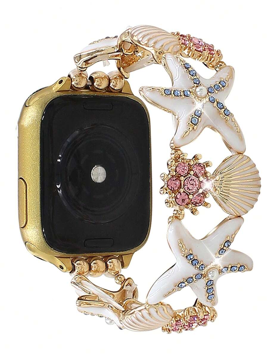 1 chiếc vòng tay co giãn bằng hợp kim kẽm đính đá hình sao biển thanh lịch, tương thích với Apple Watch 38mm 40mm 41mm 42mm 44mm 45mm 49mm S10 42mm, vòng tay kim loại hình vỏ sò sứa kiểu đại dương, tương thích với Series 11 Ultra 3 SE3 Ultra 2 S10 SE2 9 8 7 SE 6 5 4 3 2 1, dây đeo đồng hồ thông minh, dây đeo thời trang cá tính độc đáo, thích hợp cho tiệc tùng, tiệc chiêu đãi, quà tặng Ngày Valentine/Ngày của Mẹ. - Nhiều màu - Xem 1