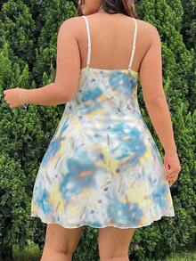 Plus Size Dresses - Blue and White - View 2