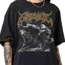 short-sleeveCamiseta vintage de los años 90 de Nazgûl, camiseta desgastada de Nazgûl de la Tierra Media, camiseta gráfica de fantasía oscura100% Cotton - Negro - Ver 1