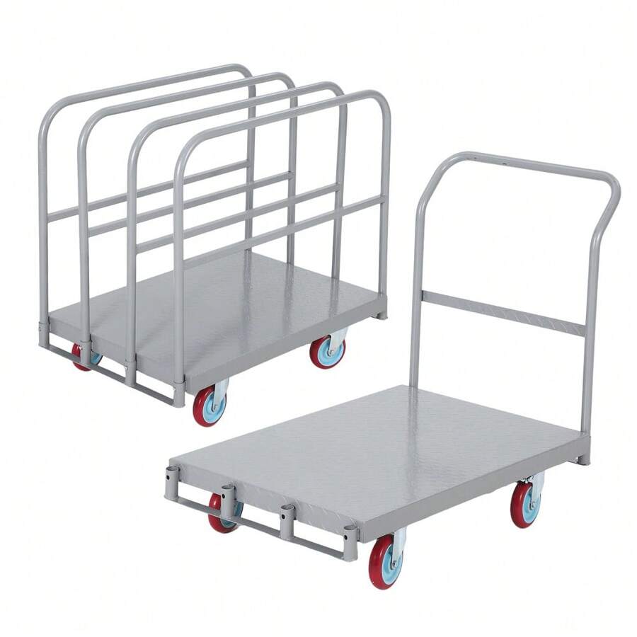Carro de panel de acero pesado 2 en 1 con capacidad de 2500 libras, 4 ruedas giratorias, tamaño de 36x24 pulgadas, 4 barandillas laterales para madera y pared seca Dolly - 4 paneles - Ver 1