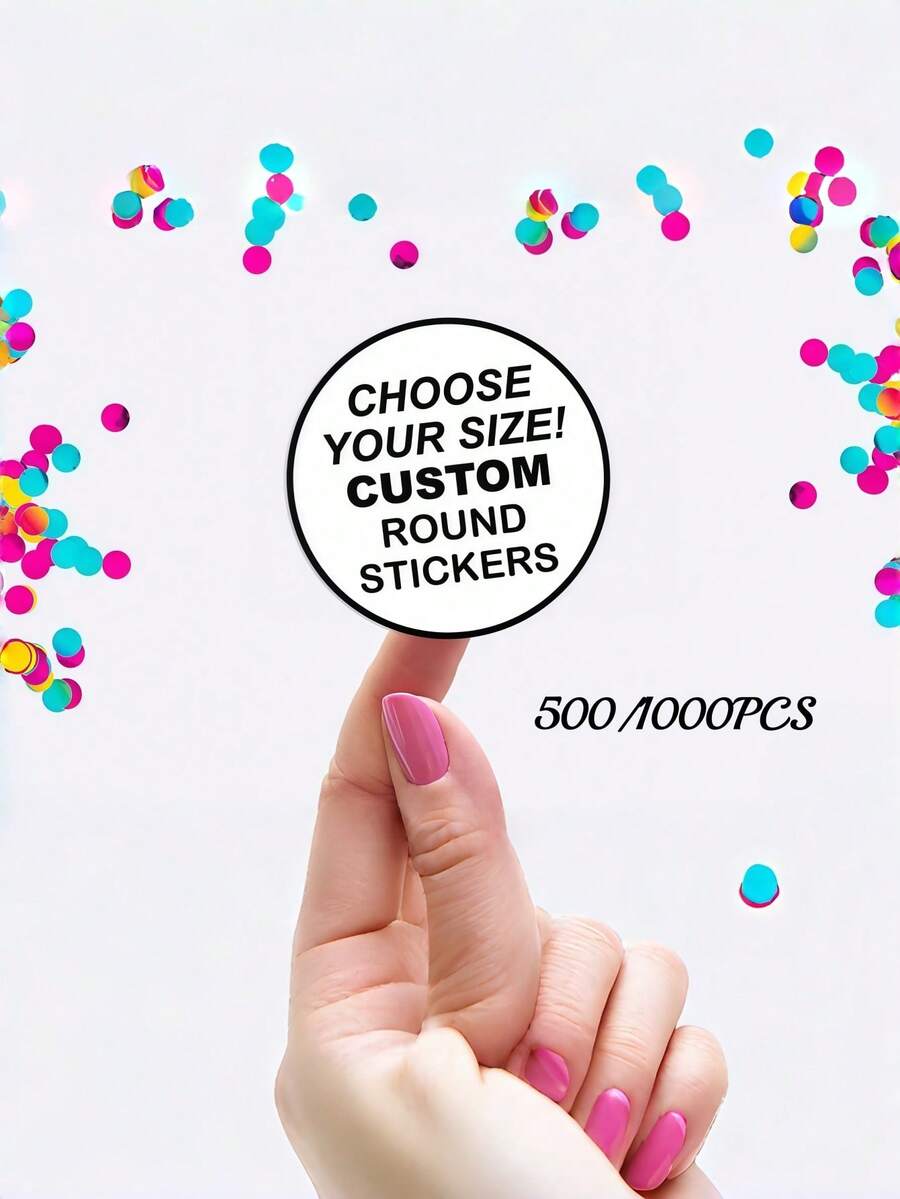 500/1000pcs Customized Stickers, Personalized Logo/Photo Labels, Personalized Bottle Stickers, DIY Party Beverage Packaging, Elegant Celebration Decor, Promotional Business Stickers, Holiday Event Stickers, Customizable Marketing Promotional Stickers - Multicolor - View 1