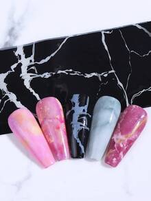 10 Pcs/Pack Marble Nail Foils Starry Sky Transfer Sticker Gradient Blooming Colorful Marble Pattern Starry Sky Paper DIY Salon Manicure Design For Women Nail Art Decoration Jewelry Decals - Multicolor - View 5