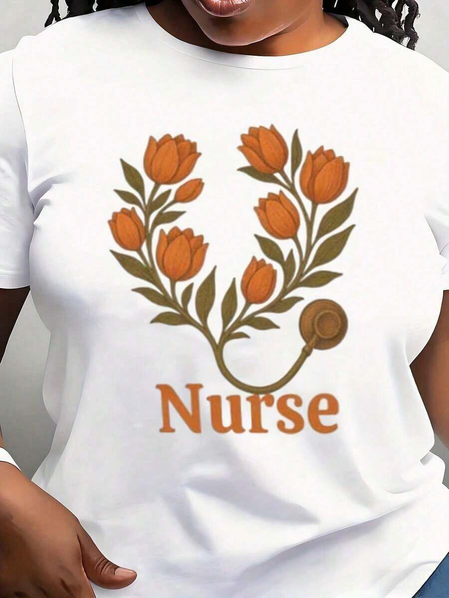 Sudadera con Capucha Estilo Vintage de Enfermera con Estampado de Estetoscopio TULIPS, Regalo para Trabajadores de la Salud, Camiseta Unisex, Top Profesional de Enfermería, Ropa Casual para Enfermeras - Blanco - Ver 1